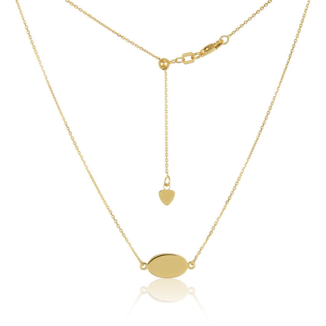 14K Gold Engravable Charm Choker Necklace, LLGC-016
