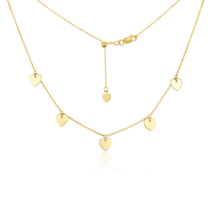 14K Gold Multi Heart Choker Necklace, LLGC-031
