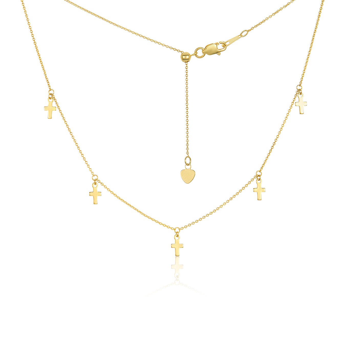 14K Gold Multi Mini Cross Choker Necklace, LLGC-033 –