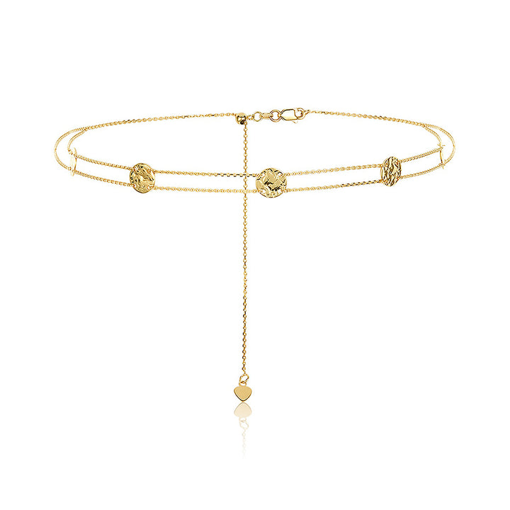 14K Gold Shield Choker Necklace, LLGC-037