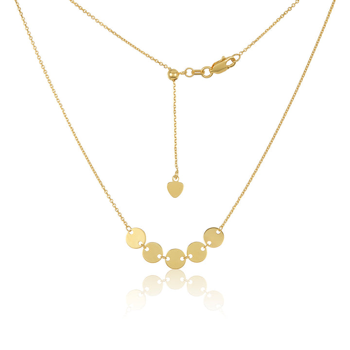 14K Gold Center 5 Disc Choker Necklace, LLGC-014 - 14k Solid