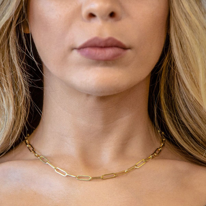 4.5 MM Solid Gold Paper Clip Necklace - 14K