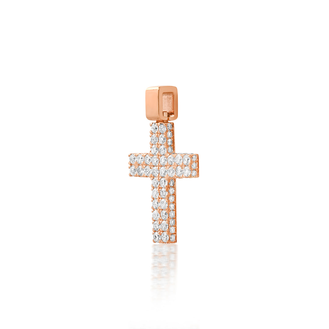 Micro-Pave Flower Set Diamond Cross