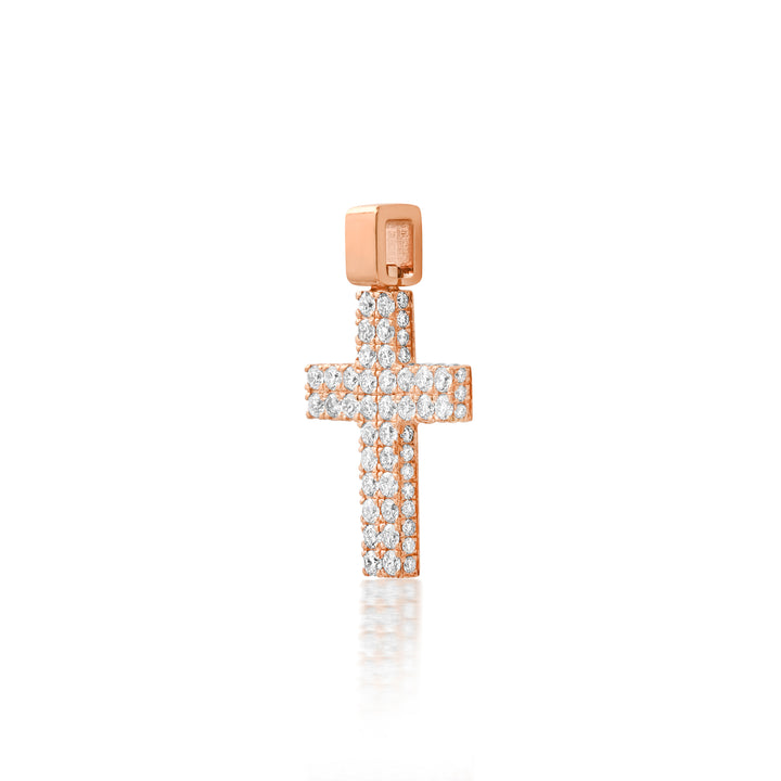 Micro-Pave Flower Set Diamond Cross