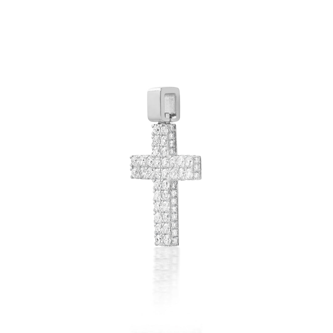 Micro-Pave Flower Set Diamond Cross