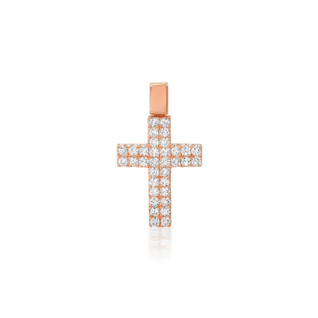 Micro-Pave Flower Set Diamond Cross