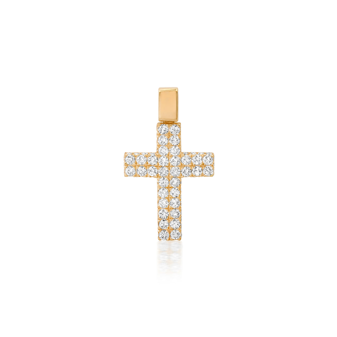 Micro-Pave Flower Set Diamond Cross