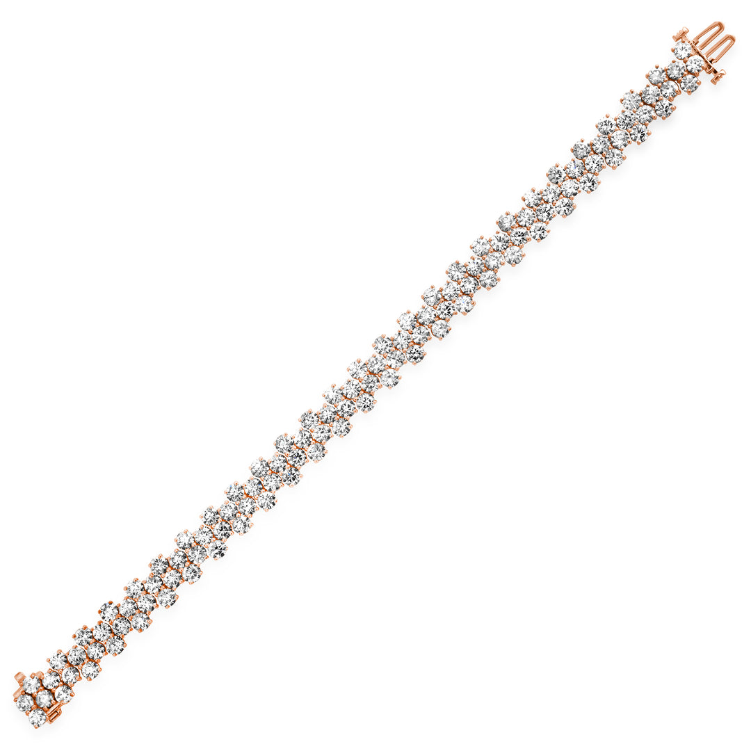 3.4MM 15-Pointer Zig Zag Double Row Diamond Cascade Bracelet