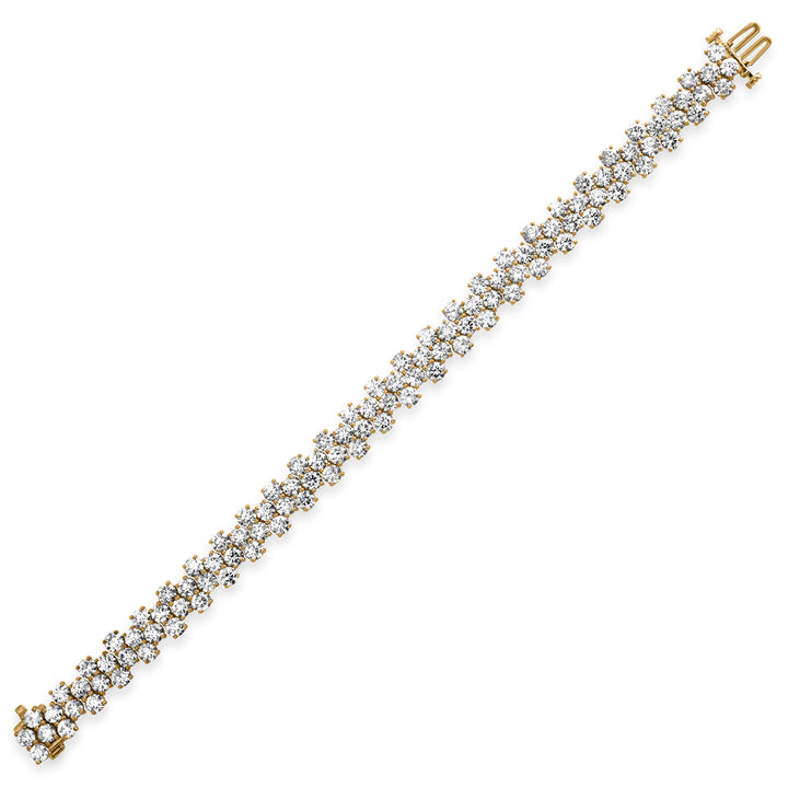 3.4MM 15-Pointer Zig Zag Double Row Diamond Cascade Bracelet