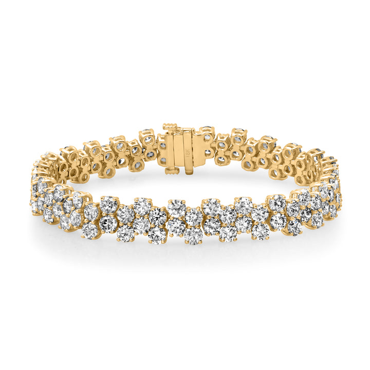 3.4MM 15-Pointer Zig Zag Double Row Diamond Cascade Bracelet