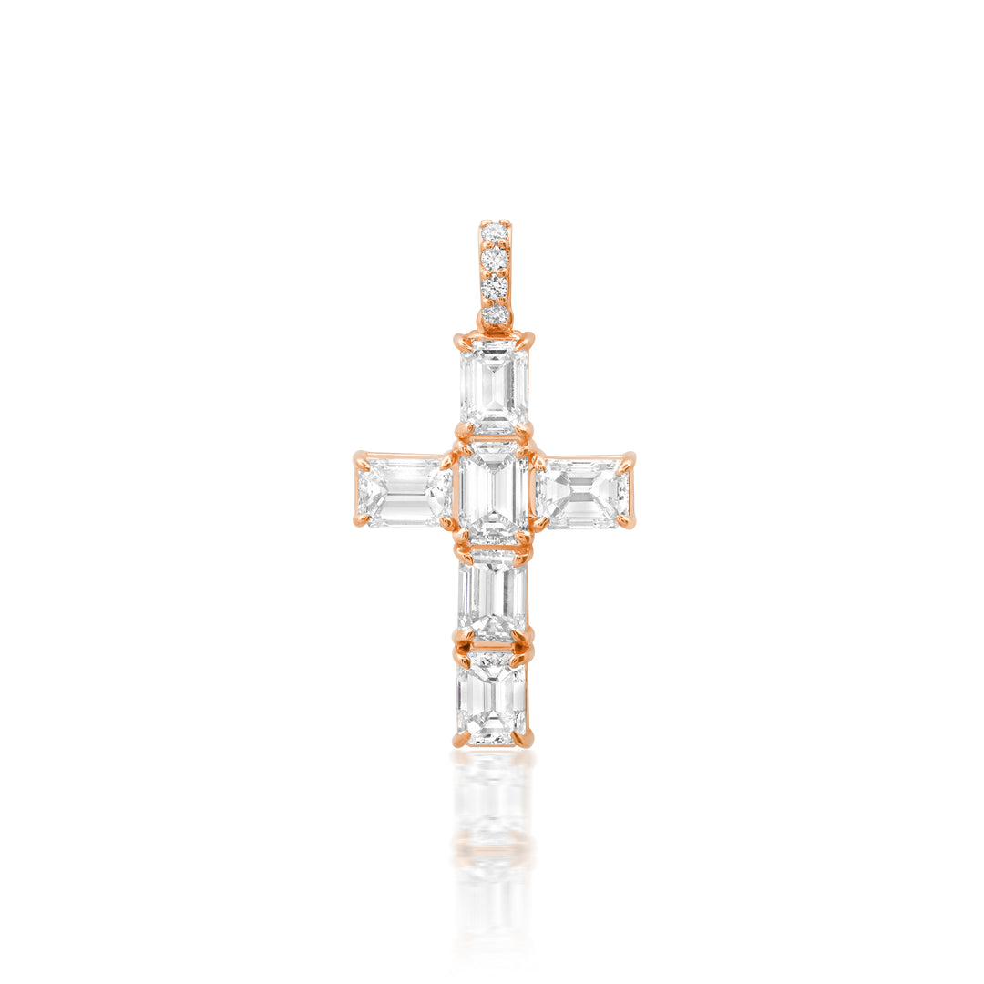 50-Pointer Emerald Diamond Cross Pendant