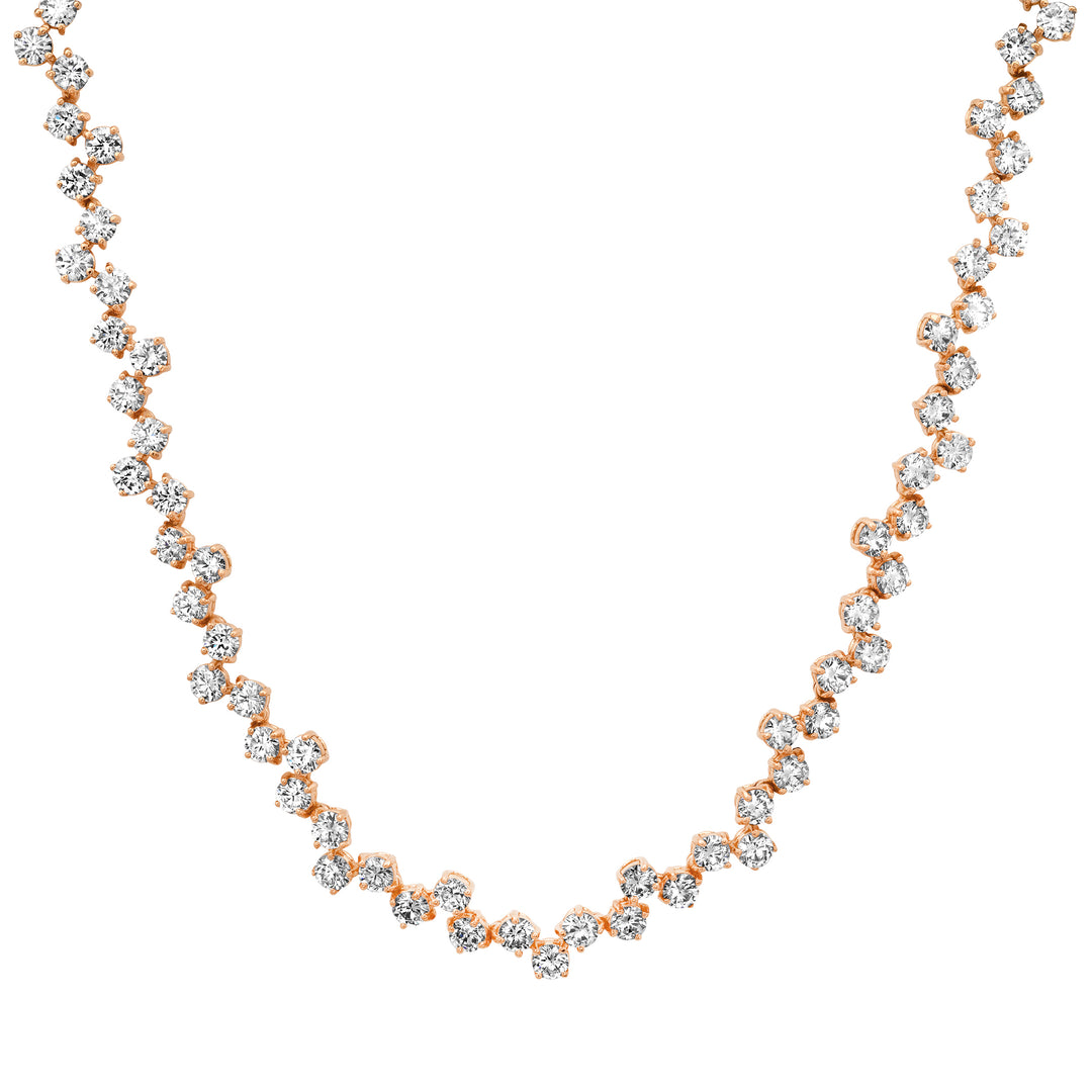 3.3MM 15-Pointer ZigZag Diamond Tennis Necklace