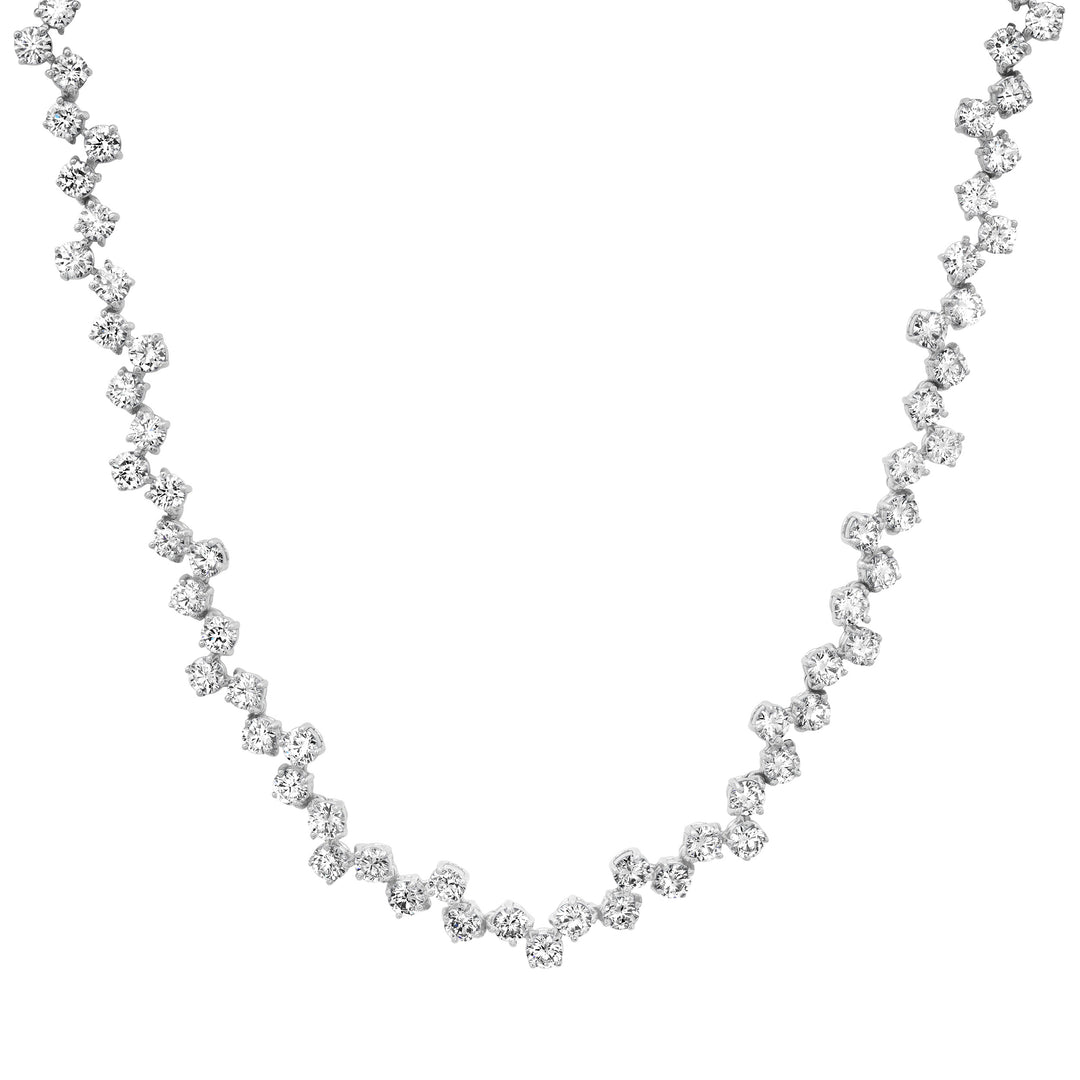 3.3MM 15-Pointer ZigZag Diamond Tennis Necklace