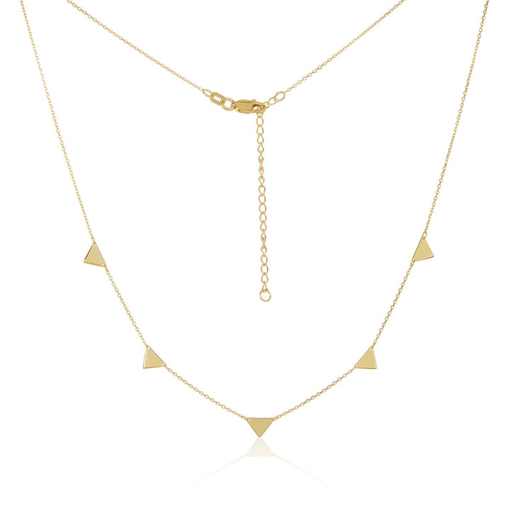 14K Gold 5 Mini Triangle Necklace - LLGC-009
