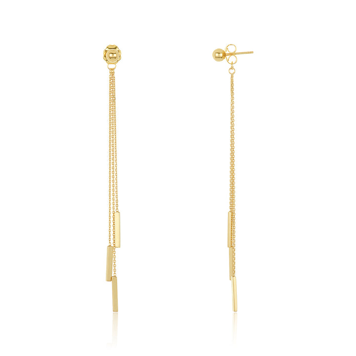 14K Gold Dangle Block Earrings