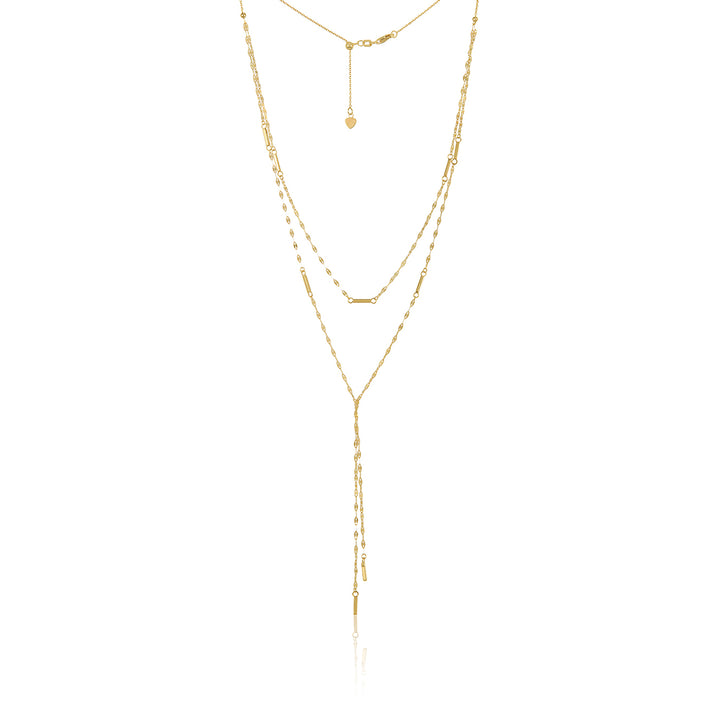 14K Gold Double Chain Choker Necklace, LLGC-007