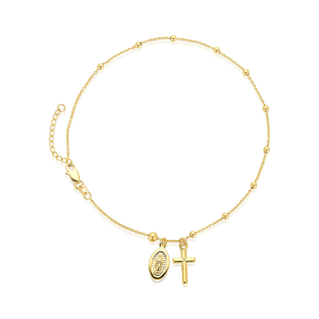 14K Gold Double Charm Anklet –