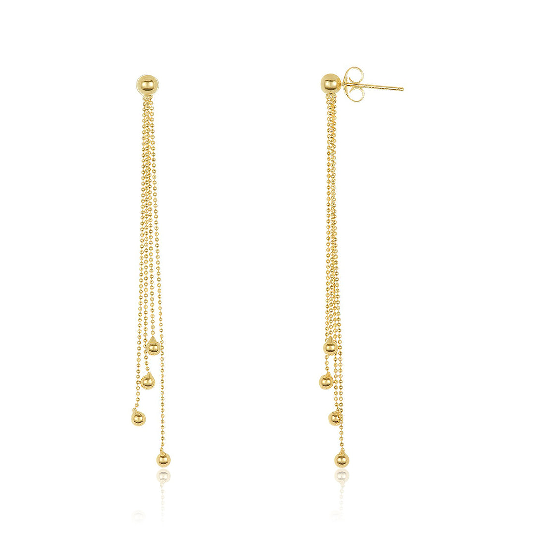 14K Gold Drop Beaded Earrings