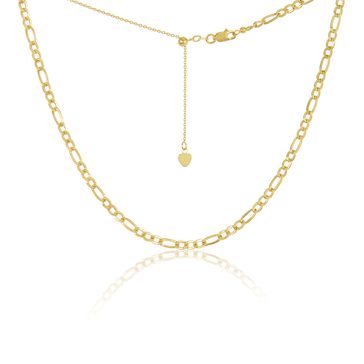 14K Gold Figaro Choker Necklace, LLGC-003