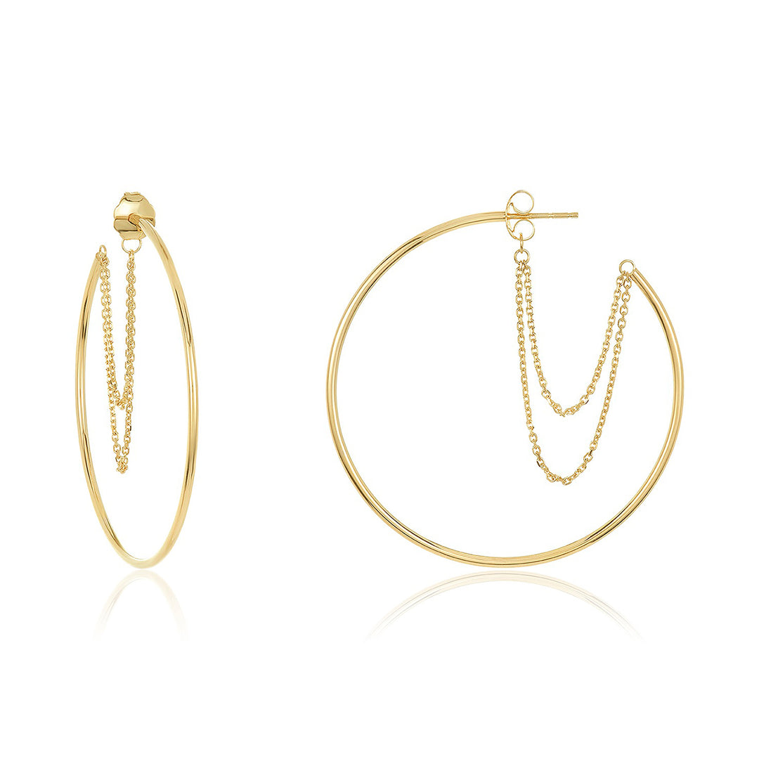 14K Gold Hoop Chain Earrings