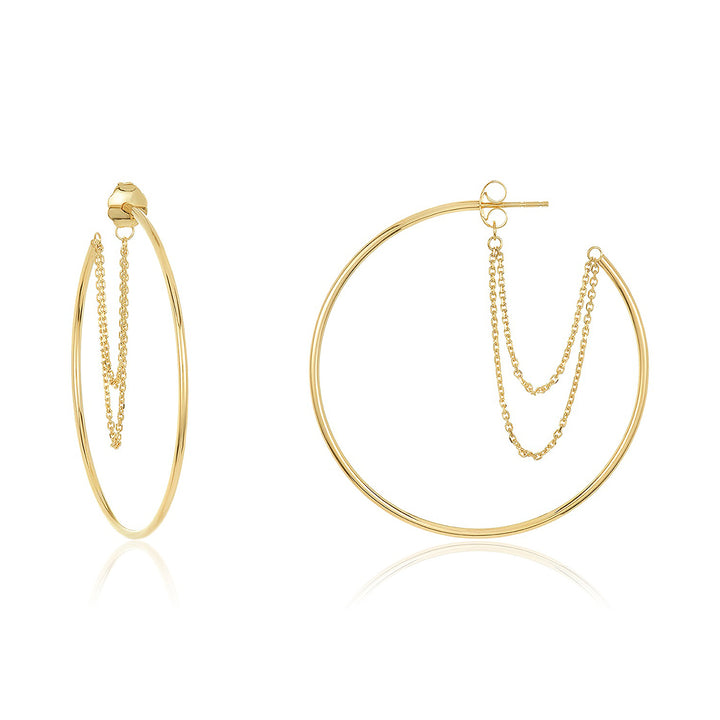 14K Gold Hoop Chain Earrings