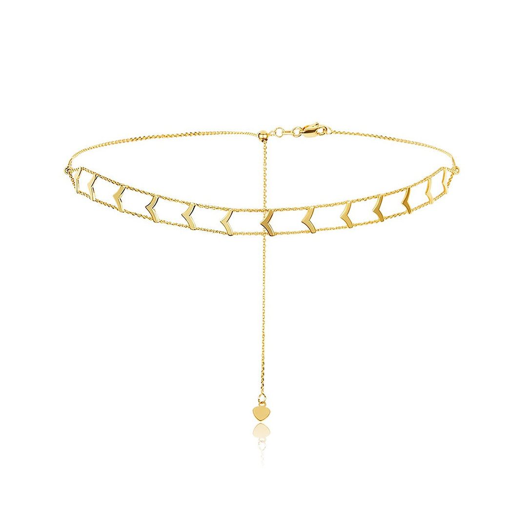 14K Gold Ladder Design Choker Necklace, LLGC-038
