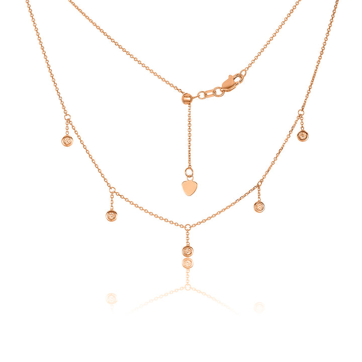 14K Gold Diamond Drop Choker Necklace - LLGC-032