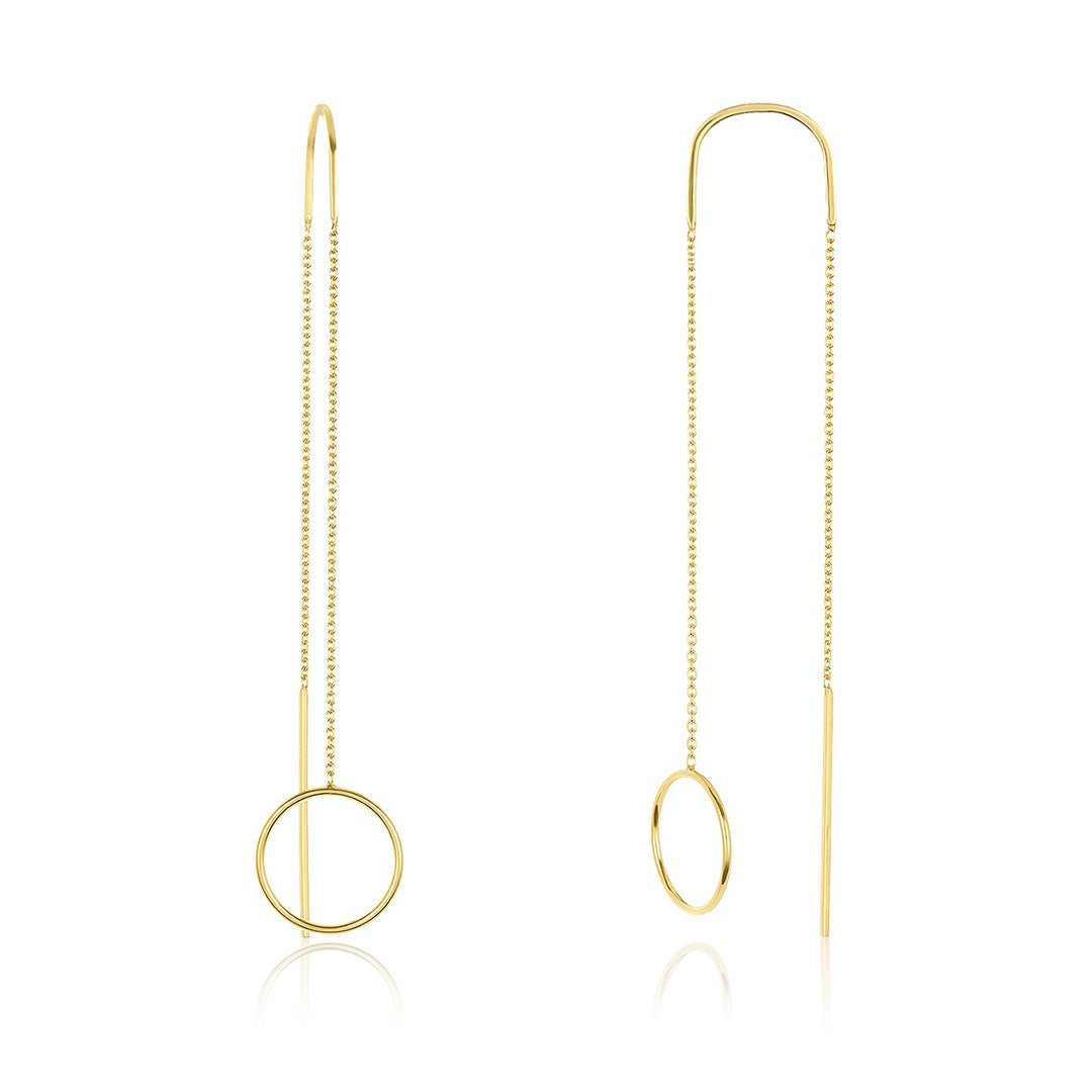 14K Gold Circle Thread Earrings