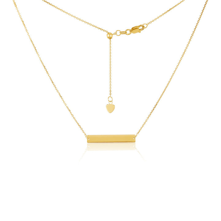 14K Gold Engravable Bar Choker Necklace - 14k