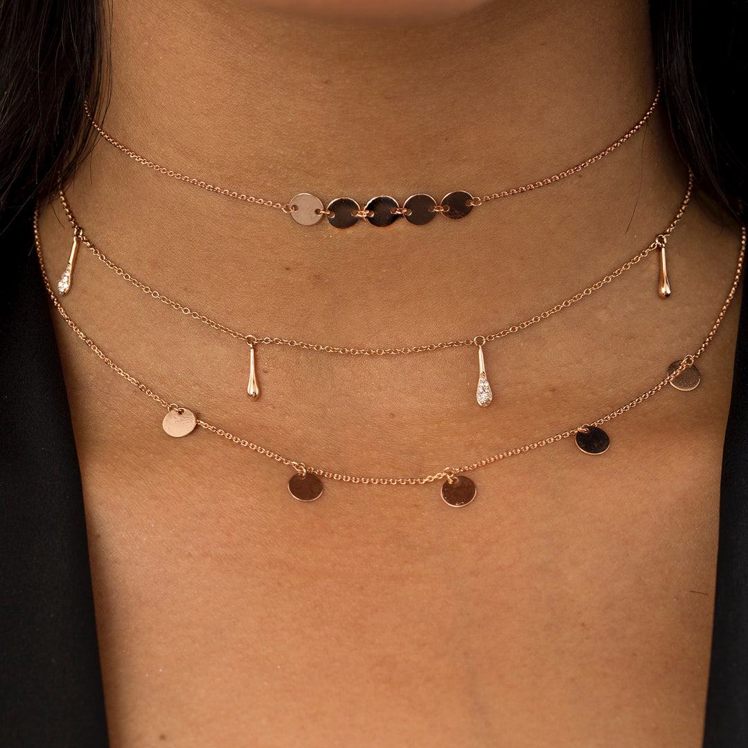 18K Rose Gold Diamond Teardrop Choker Necklace