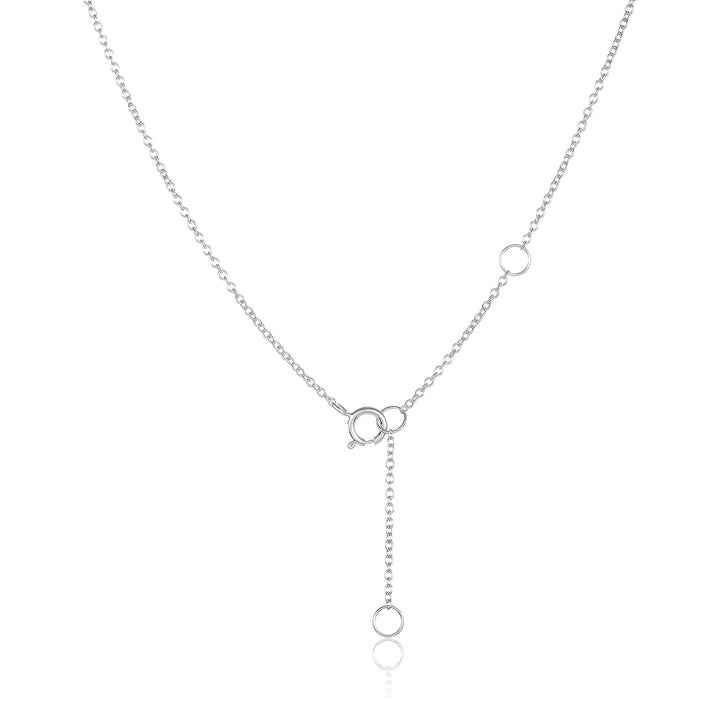 18K Solid White Gold Diamond Bar Necklace Pendant