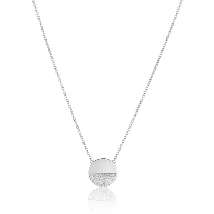 18K White Gold Diamond Moon Necklace Pendant