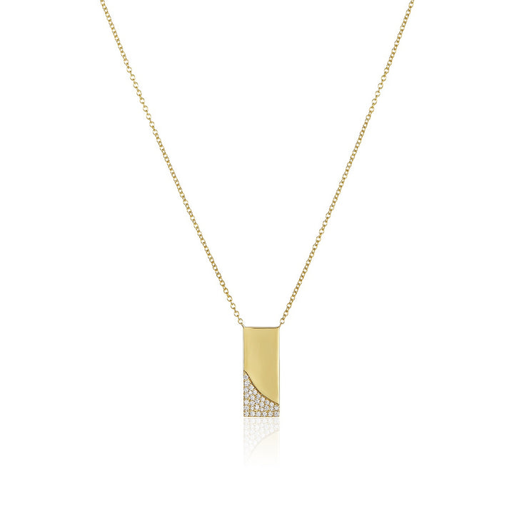 18K Gold Bar Diamond Necklace Pendant