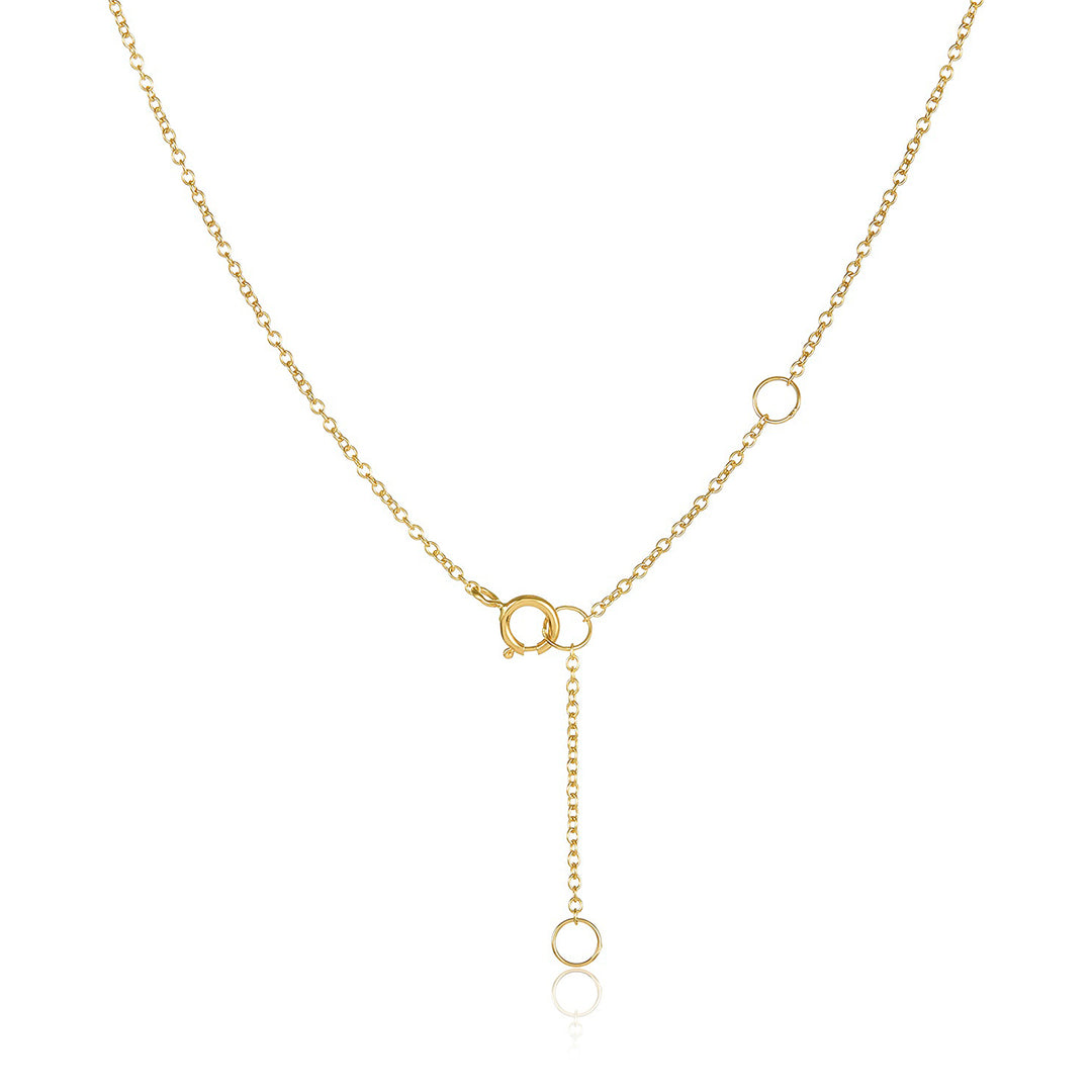 18k Solid Yellow Gold Diamond Arch Pendant Necklace