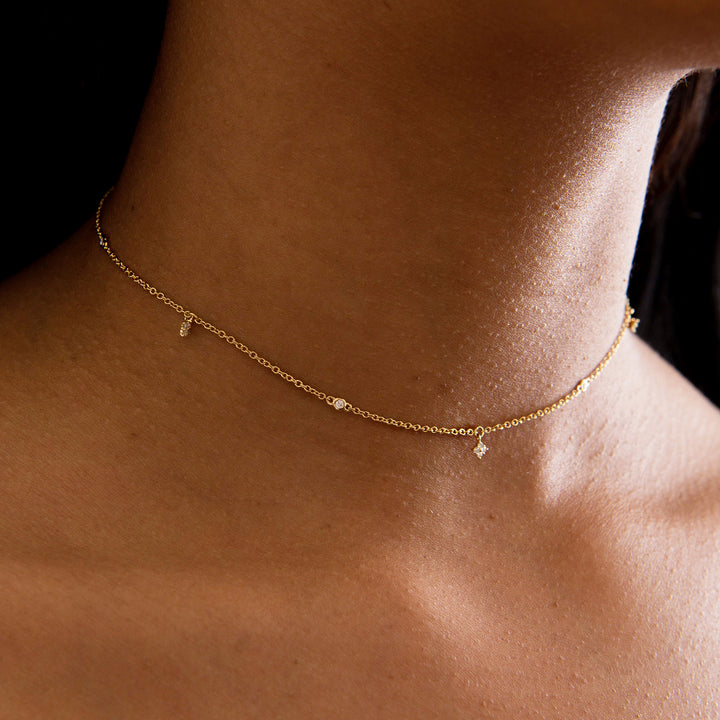 18K Gold Diamond Choker Necklace