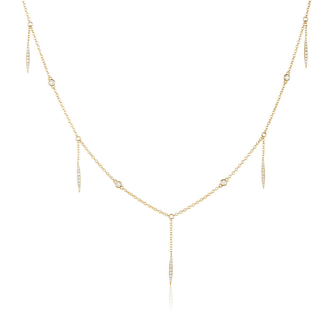 18K Gold Diamond Dangle Choker Necklace