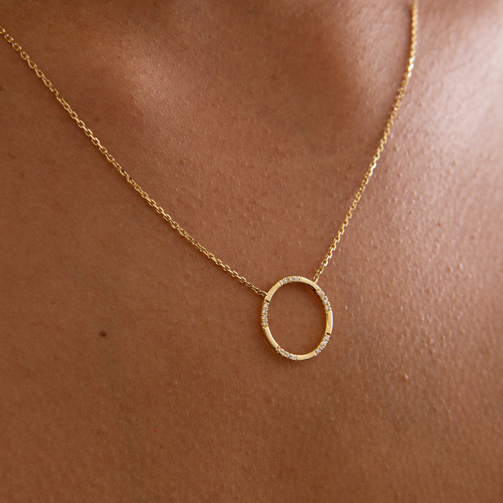 18K Gold Diamond Eternity Necklace Pendant