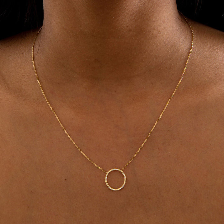 18K Gold Diamond Eternity Necklace Pendant