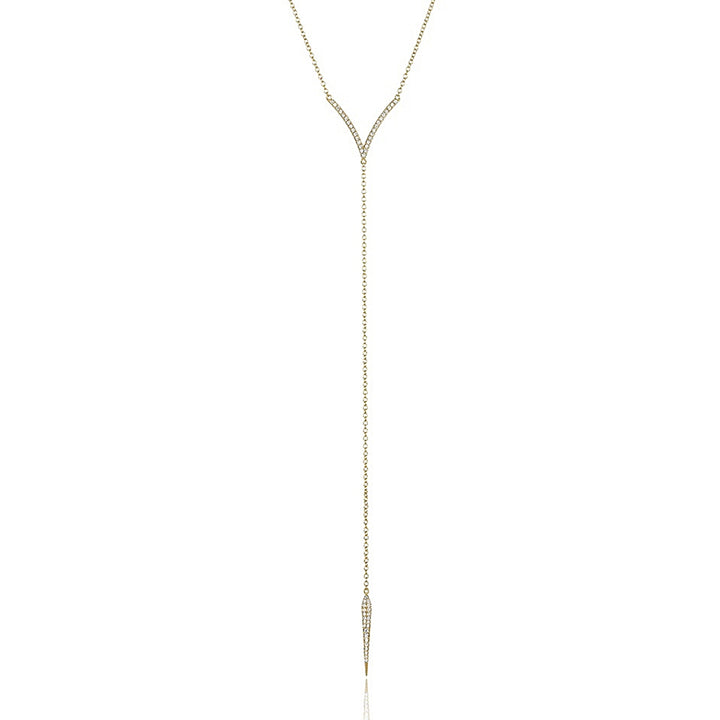 18K Gold Diamond V Drip Necklace Pendant