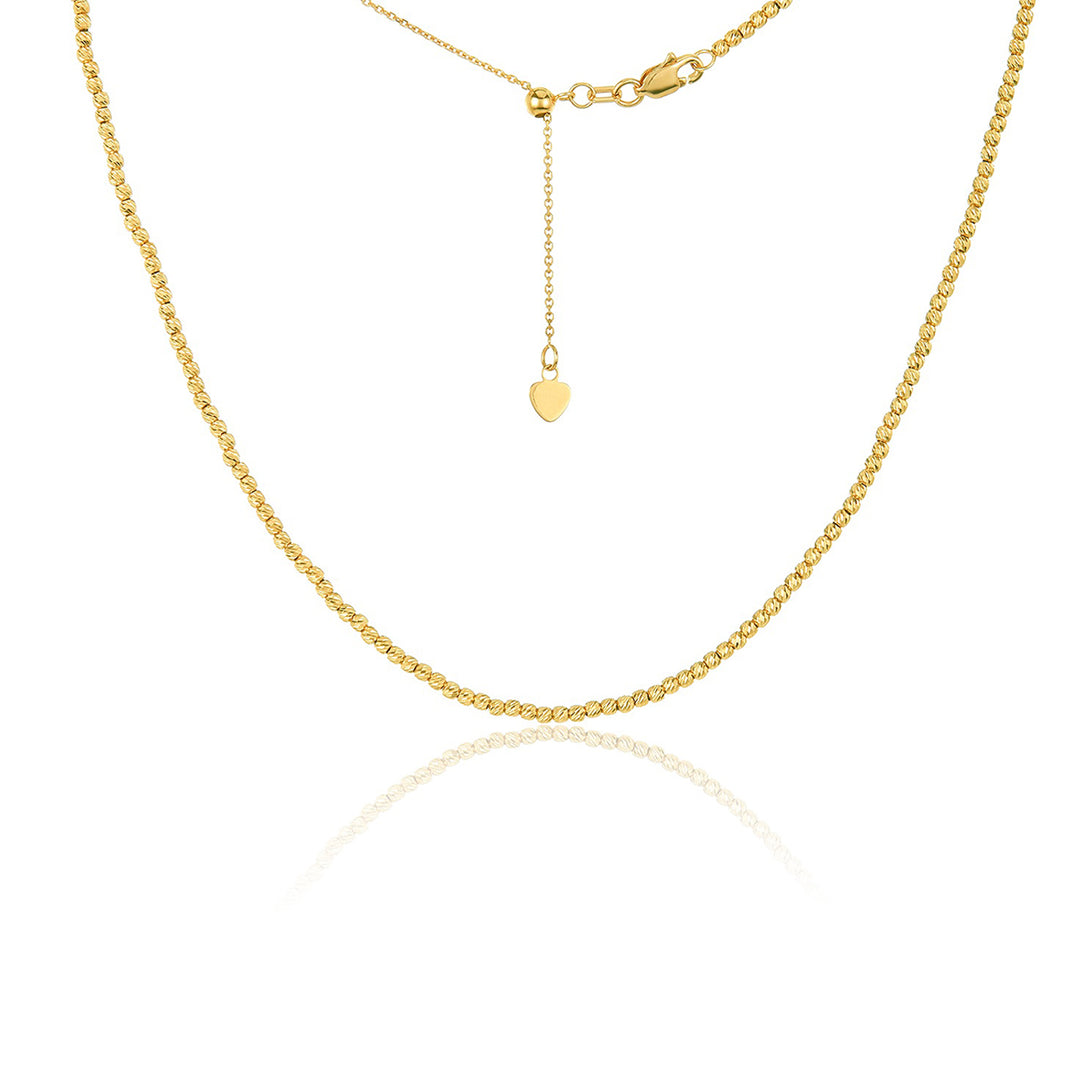 14K Gold Diamond Cut Choker Necklace - LLGC-008