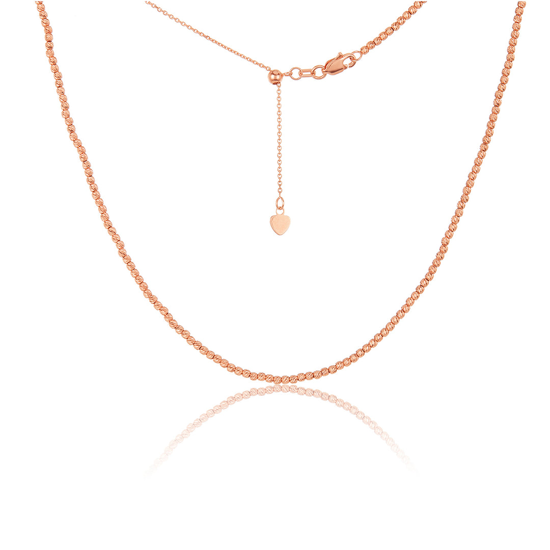 14K Gold Diamond Cut Choker Necklace - LLGC-008
