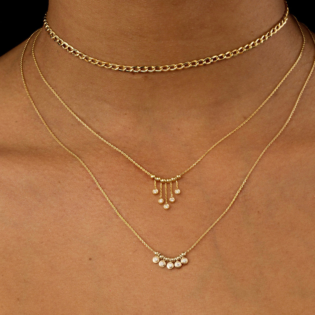 14K Gold Diamond Charm Necklace, LLGC-028