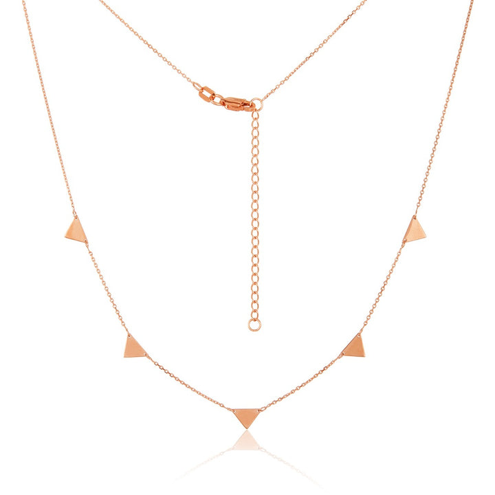14K Gold 5 Mini Triangle Necklace - LLGC-009
