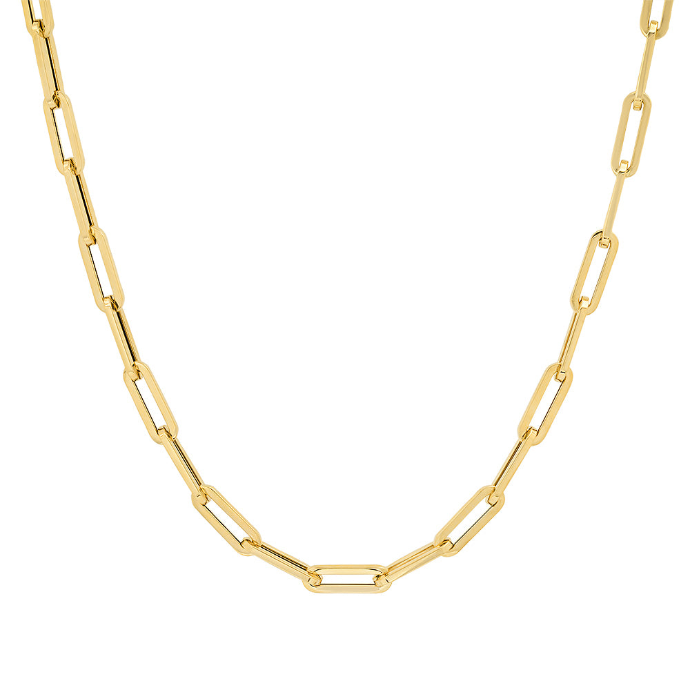 3.8MM Solid Gold Paper Clip Necklace - 14K