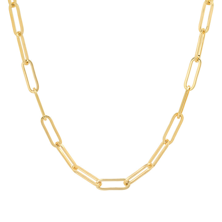 4.5 MM Solid Gold Paper Clip Necklace - 14K