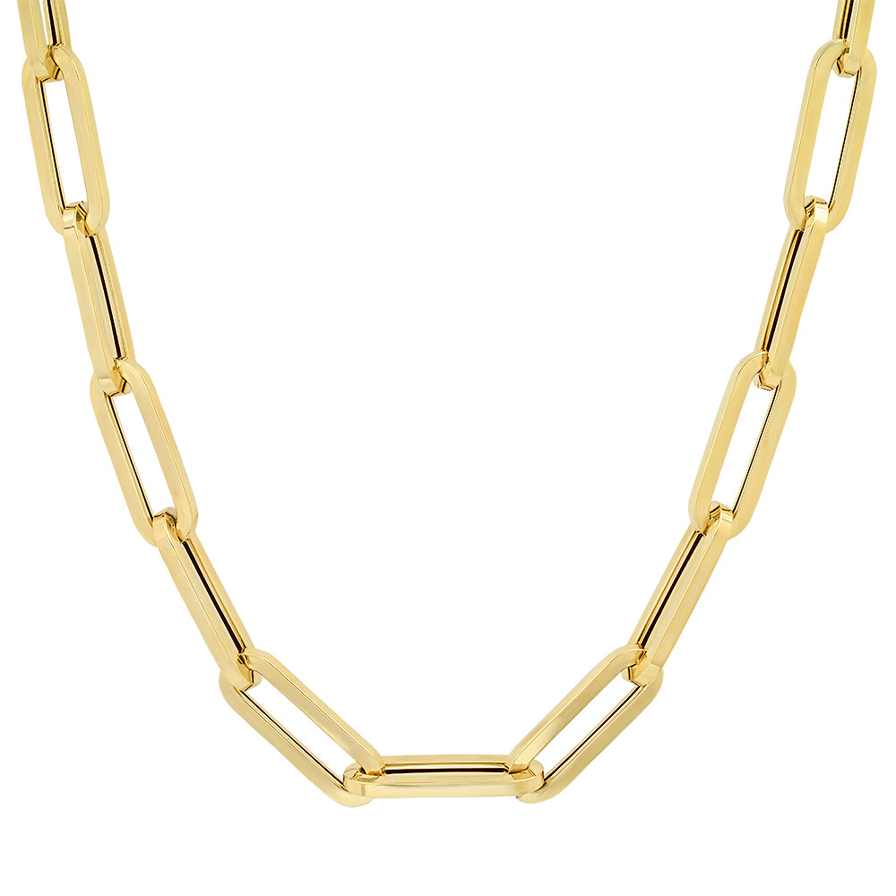 6.2MM Solid Gold Paper Clip Necklace - 14K